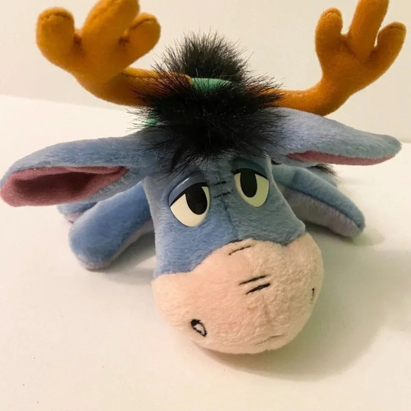 Disney Christmas Eeyore Fisher Price Star Bean Bag Plush Stuffed Toy Reindeer - Picture 6 of 10